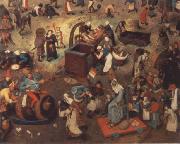 BRUEGEL, Pieter the Elder Battle between carnival and fast Spain oil painting artist